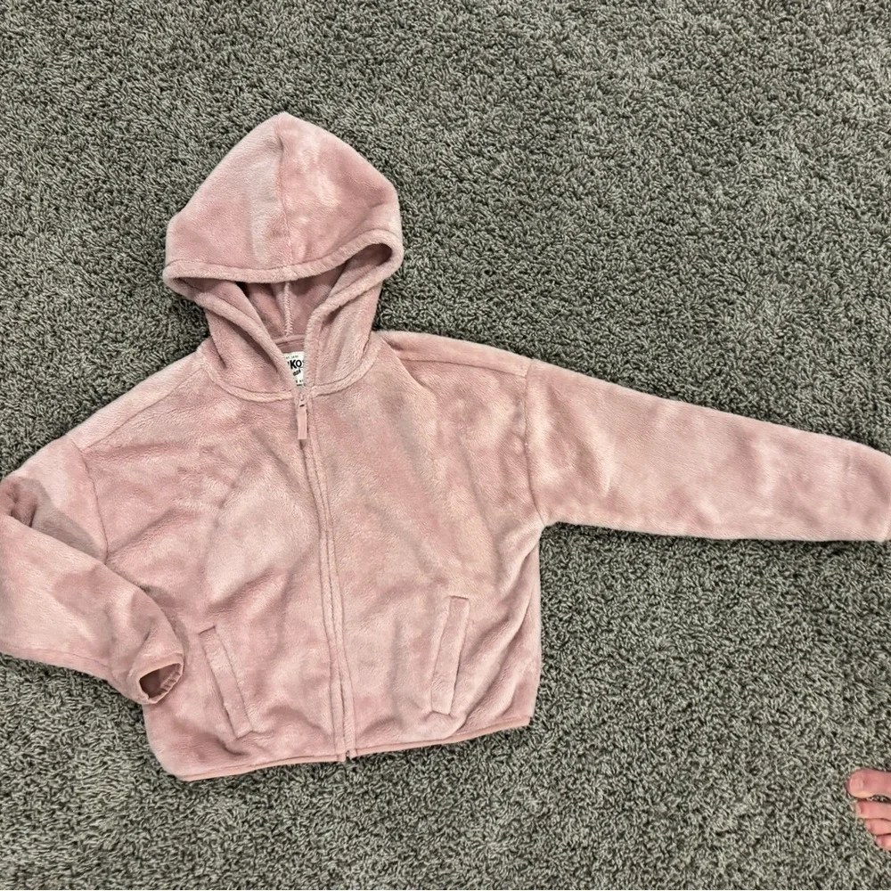 Girls OshKosh B'gosh light pink Blush Fleece zip up hoodie, size 10